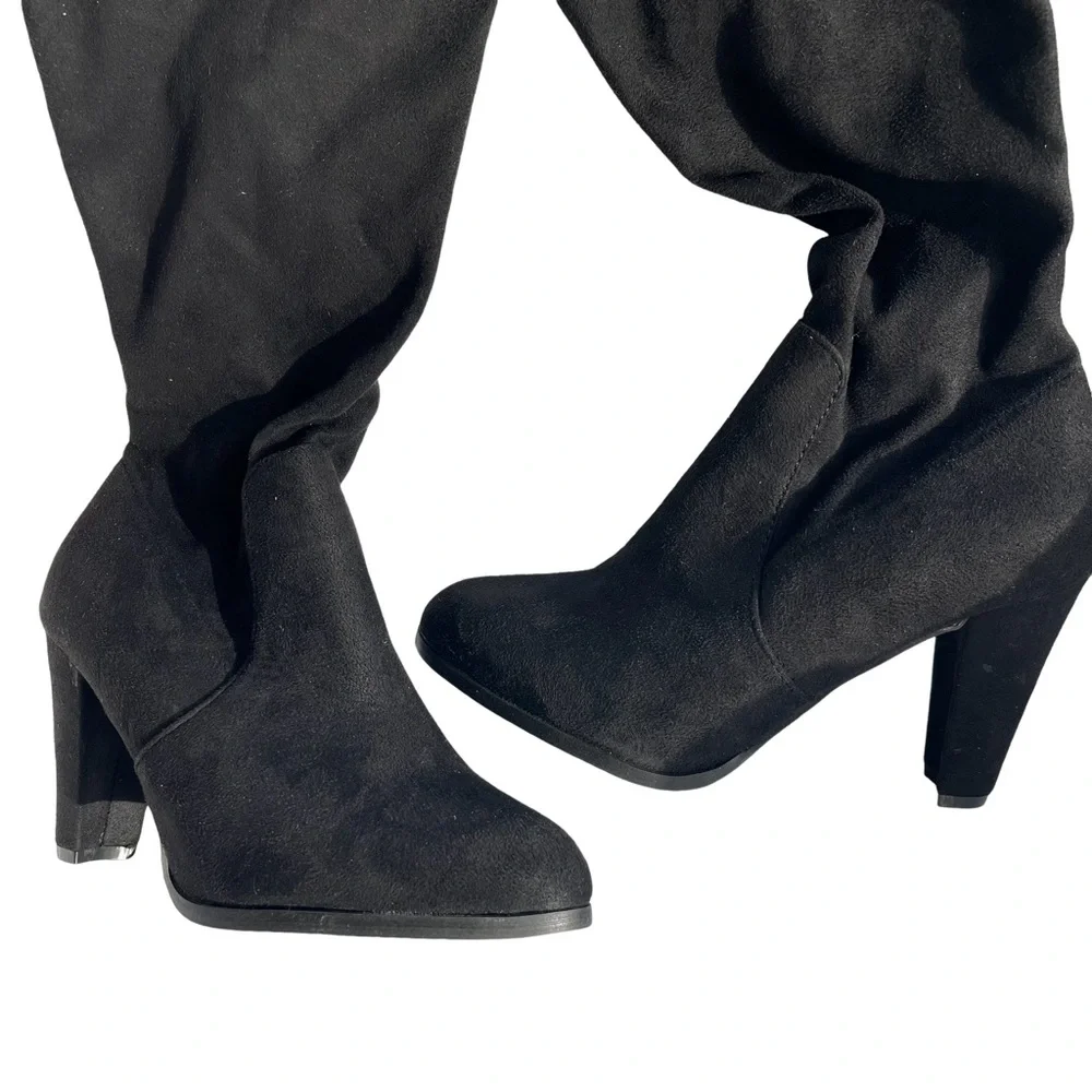 Catherine Malandrino Verda Over the Knee Black  Faux Suede heeled Boots …